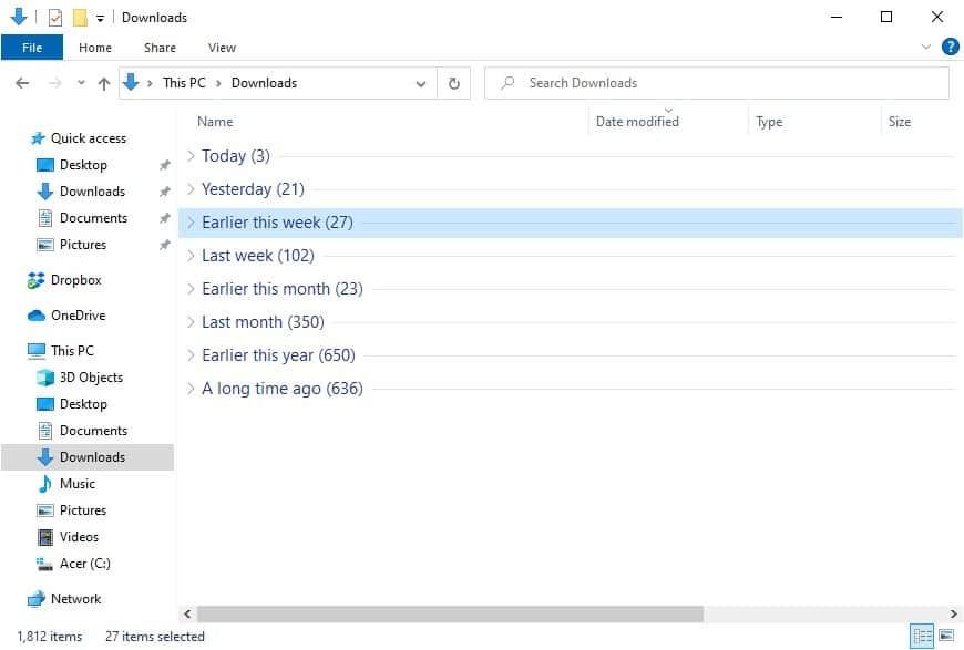 Windows 10 mappák csoportosítása