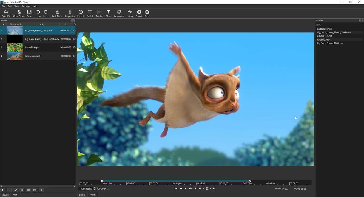 Shotcut edit from preview player