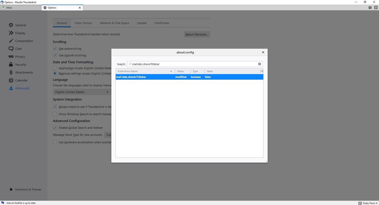 TBTray disable mail tabs draw in titlebar