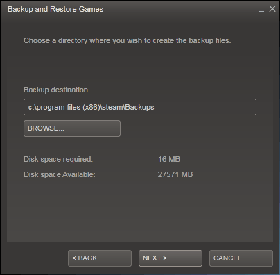 steam backup