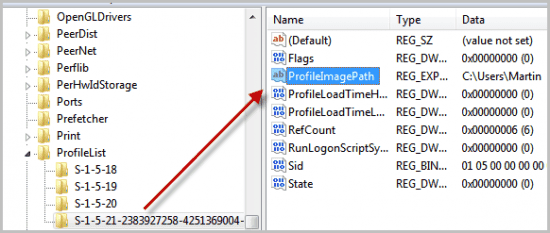 profile folder name