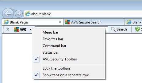 disable avg toolbar
