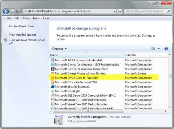 microsoft office click to run