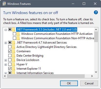 install net framework windows 10