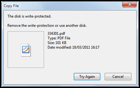 disk is write protected