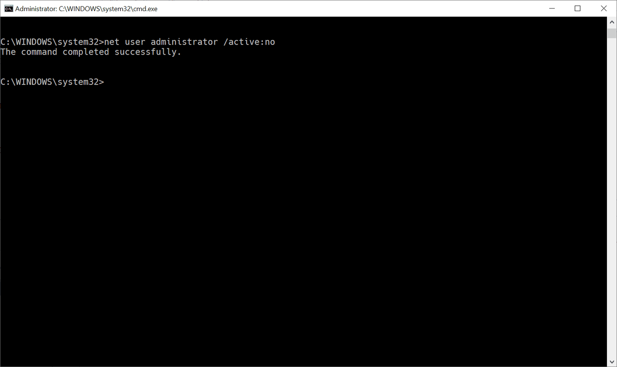 disable windows 10 administrator account