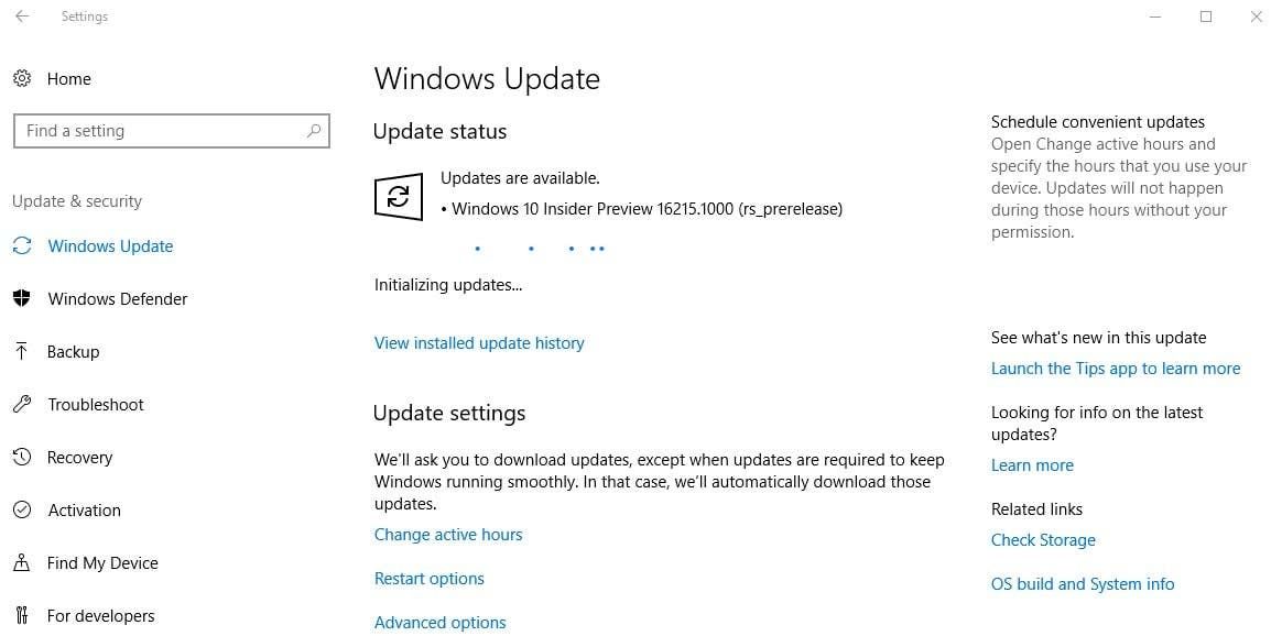 Windows 10 Build 16215: miglioramenti dell'usabilità su tutta la linea