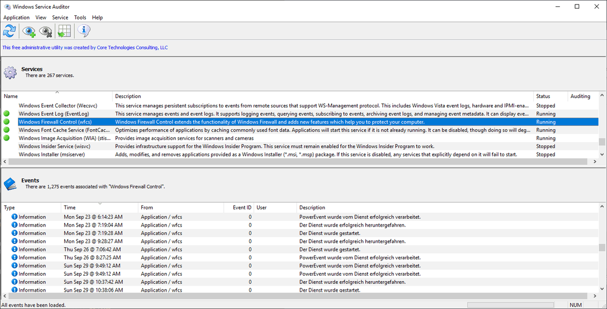 Windows Service Auditor: revision och spårningstjänster på Windows