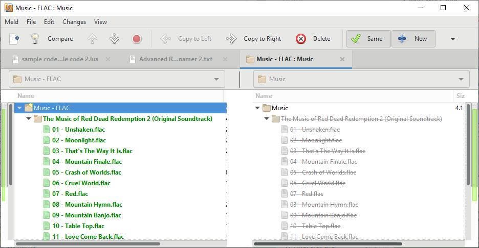 Meld folder comparison tool