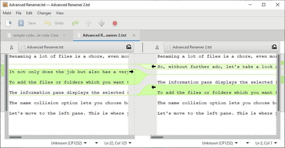 Meld file comparison tool