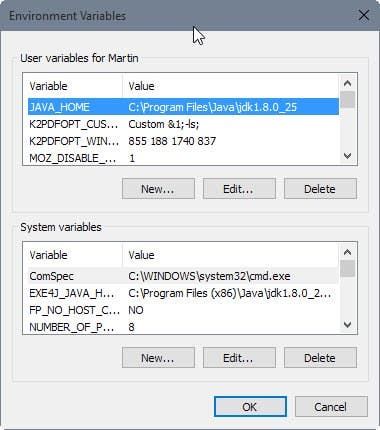 environment variables