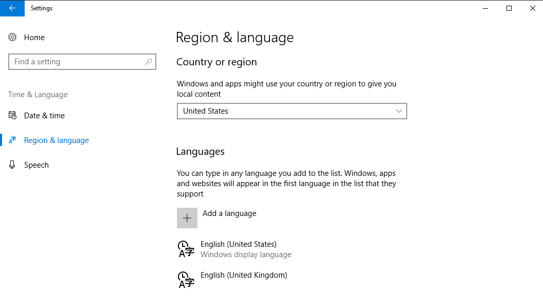 region and language