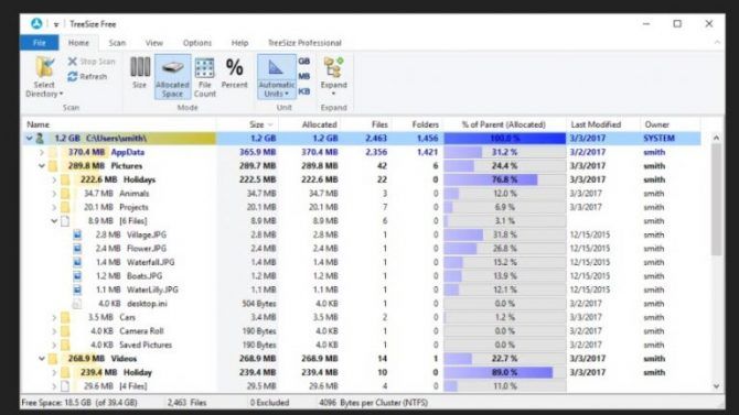 15 Rīki failu sistēmas izmantošanas vizualizēšanai operētājsistēmā Windows 7