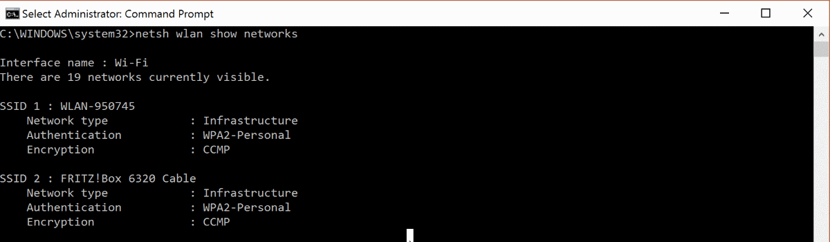 show wireless networks