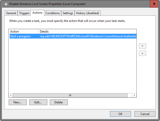 disable windows 10 lock screen action