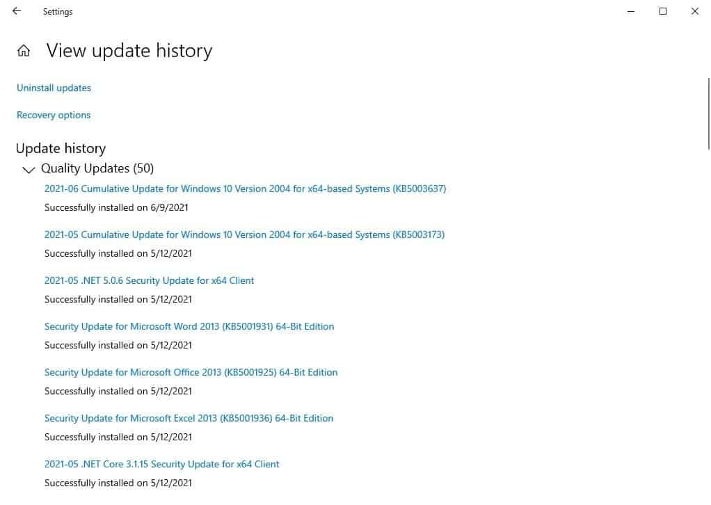 Actualitzacions de Windows juny de 2021