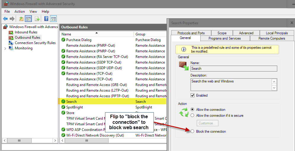 windows 10 search firewall