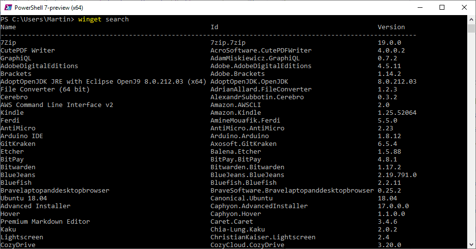 windows package manager preview