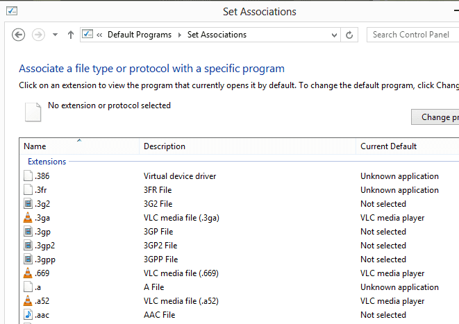 set associations